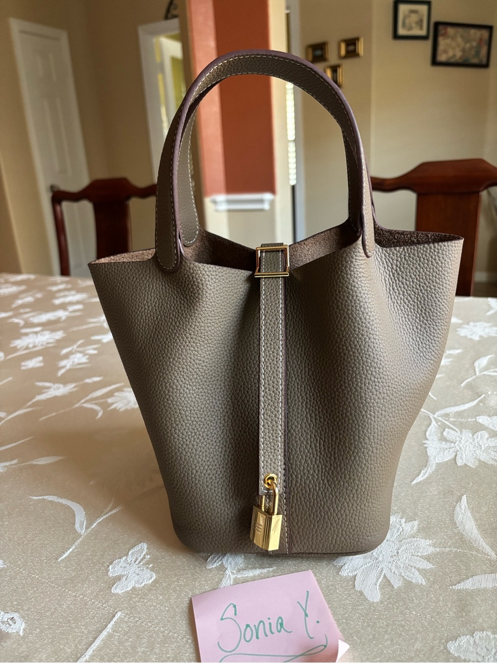 Genuine Leather Unbranded 'Picotin 18 Inspired' Top Handle Bucket Bag Excellent